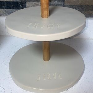 Rae Dunn Cream Two-Tier Tray